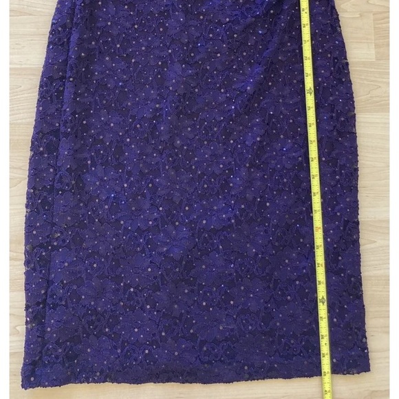 Dressbarn Connected Apparel Purple Lace Sequin Dress Size 10 Cowl Neck - Picture 12 of 12